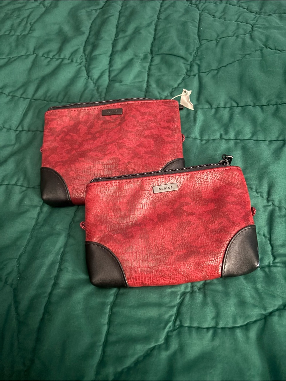 Red Textured Cosmetic Pouches